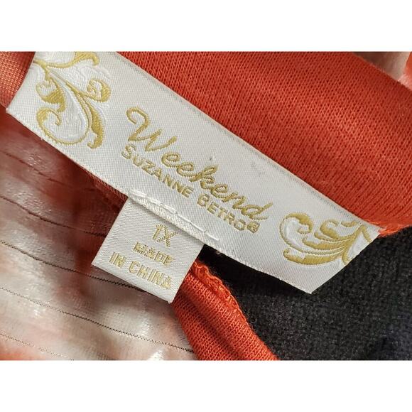 Suzanne Betro Women's Red & White Polyester Round Neck Long Sleeve Sweater 1X - Picture 7 of 10